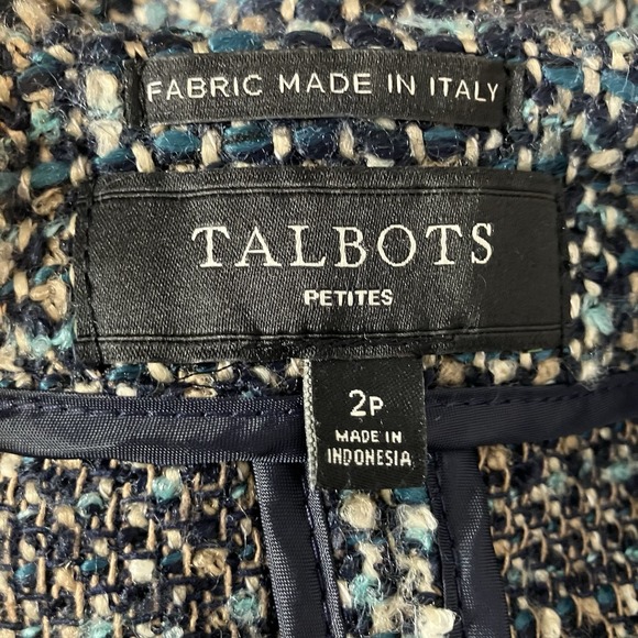 Talbots Jacket Womens Size 2 Petite Boucle Tweed Blue Black Classic Fit Italian - Picture 6 of 8